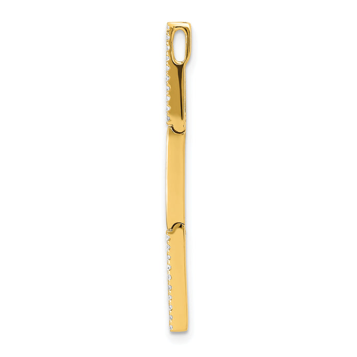 14k Polished Rectangle Link Diamond Chain Slide Pendant-PM6852-022-YA
