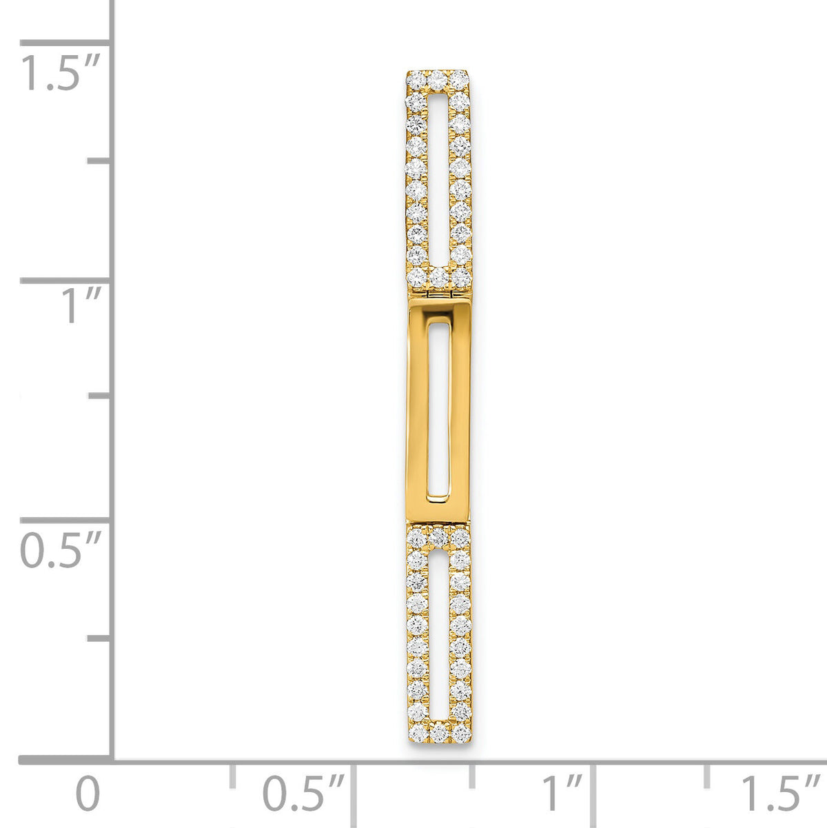 14k Polished Rectangle Link Diamond Chain Slide Pendant-PM6852-022-YA
