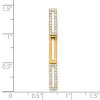 14k Polished Rectangle Link Diamond Chain Slide Pendant-PM6852-022-YA