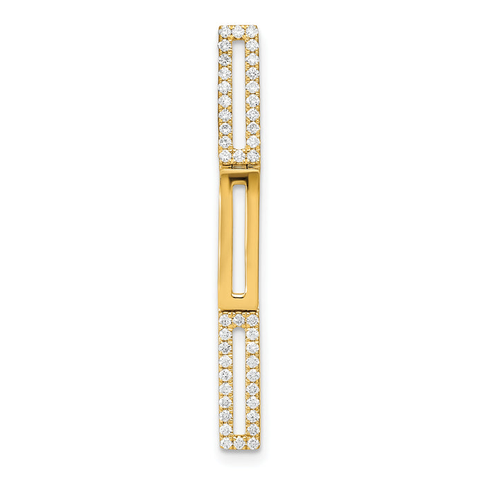 14k Polished Rectangle Link Diamond Chain Slide Pendant-PM6852-022-YA