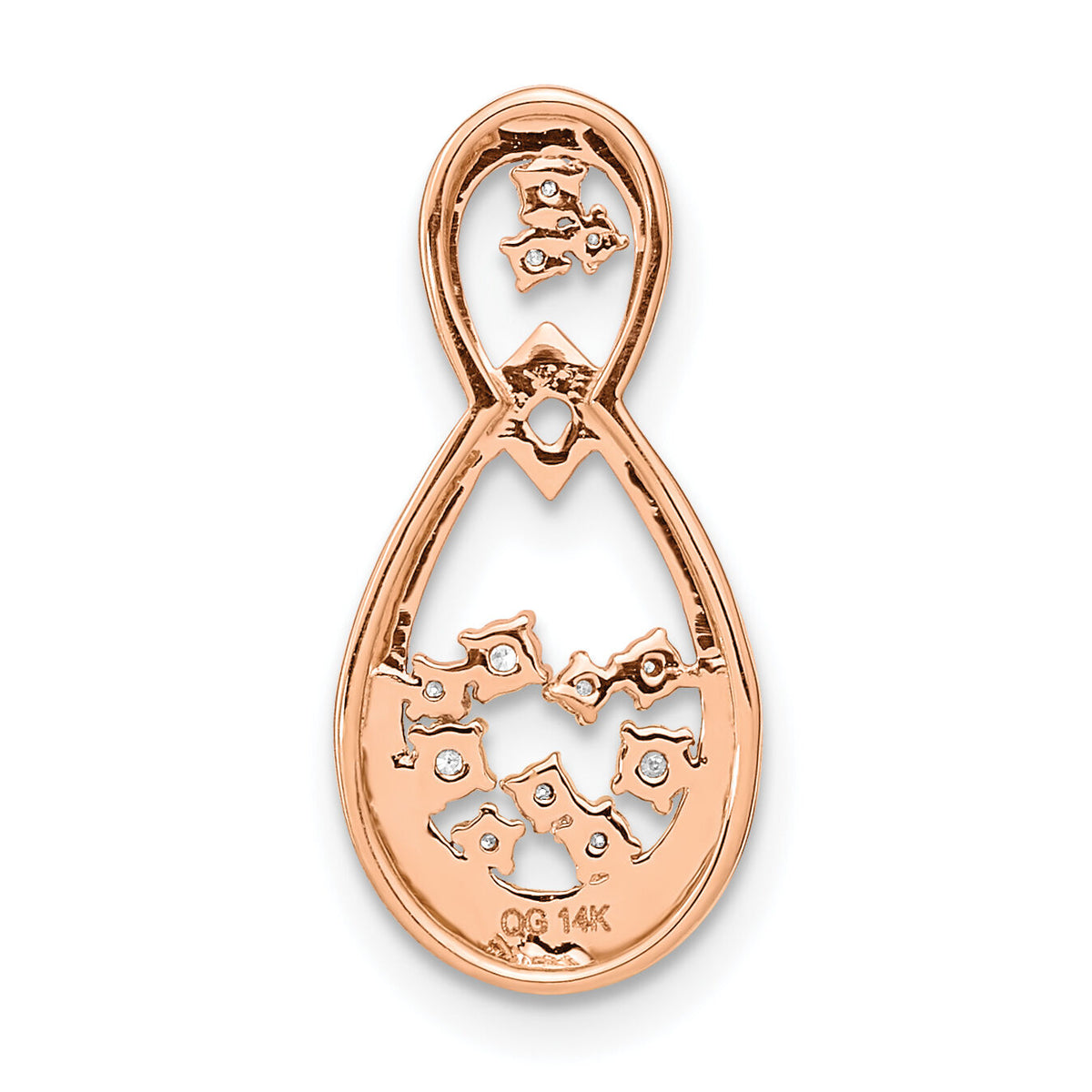 14k Rose Gold Polished Diamond Double Teardrop Chain Slide-PM6863-013-RA