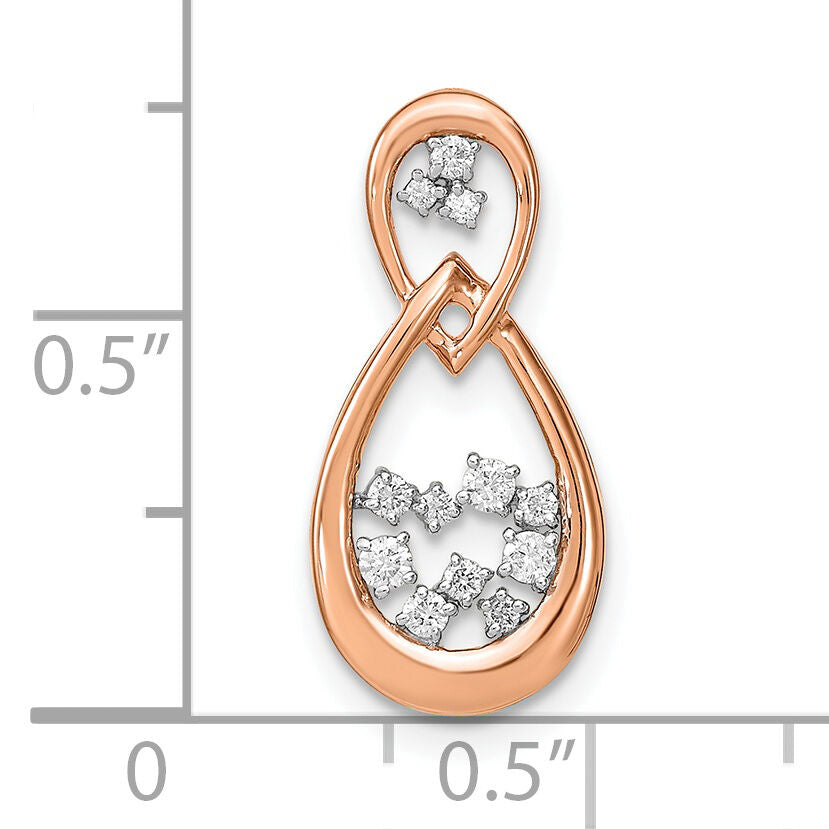 14k Rose Gold Polished Diamond Double Teardrop Chain Slide-PM6863-013-RA