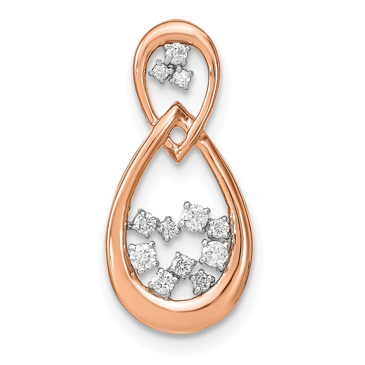 14k Rose Gold Polished Diamond Double Teardrop Chain Slide-PM6863-013-RA