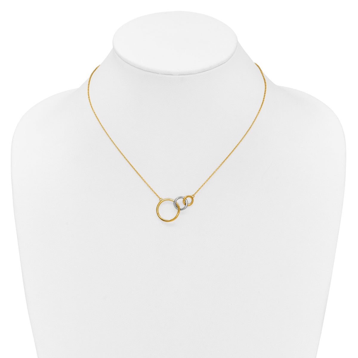14k Two-tone Polished Triple Circle 18in Necklace-PM6871-YW