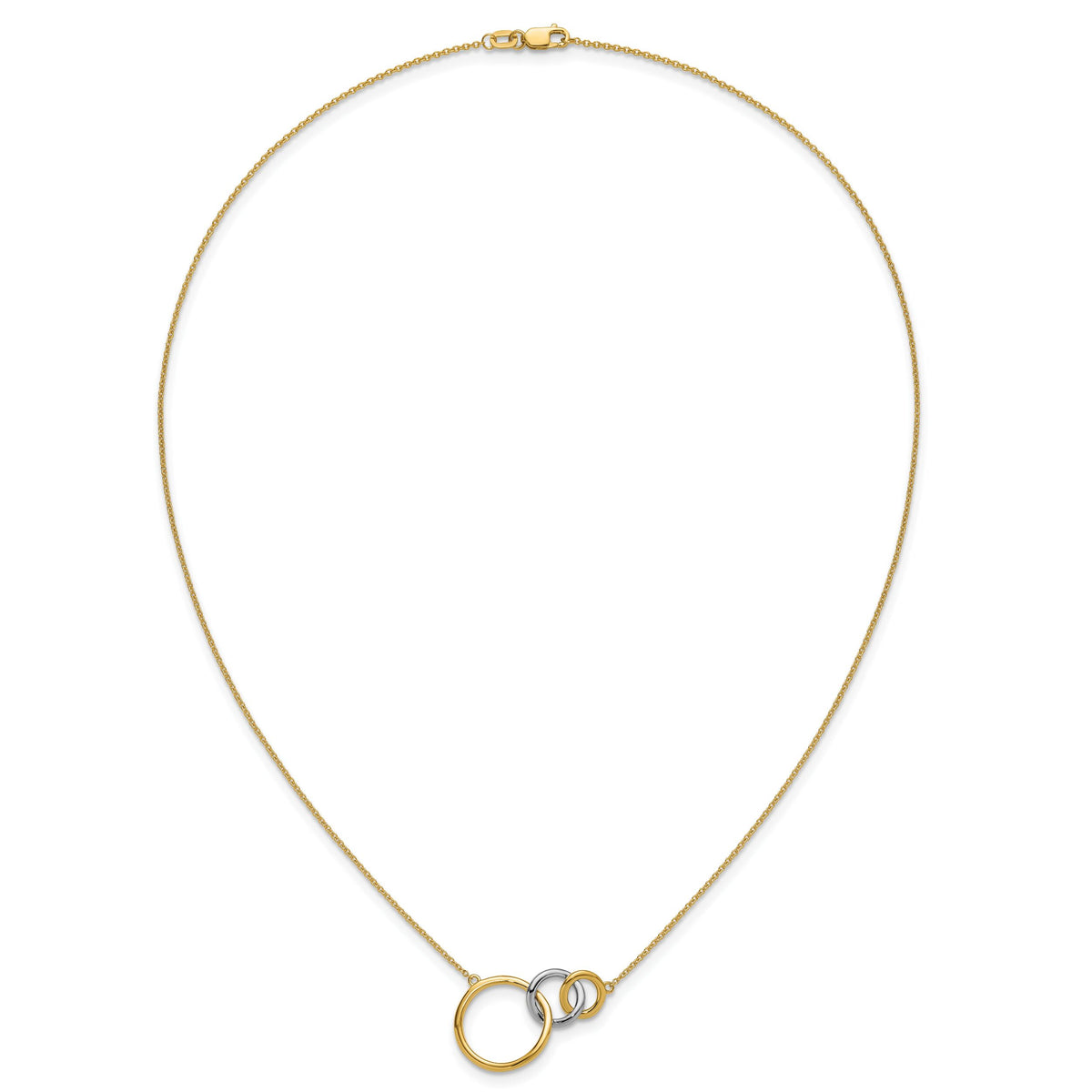 14k Two-tone Polished Triple Circle 18in Necklace-PM6871-YW