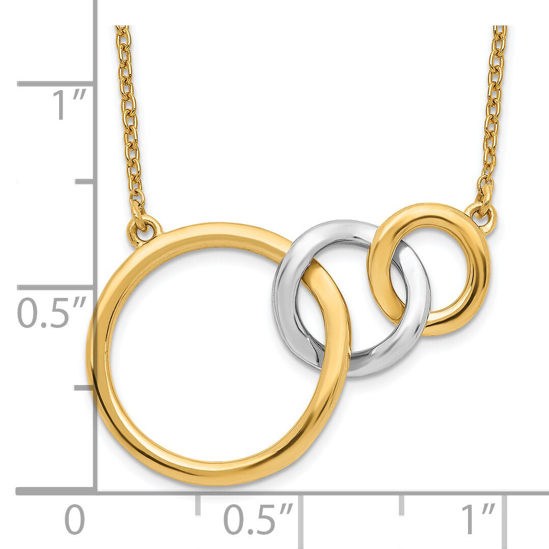 14k Two-tone Polished Triple Circle 18in Necklace-PM6871-YW