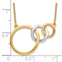 14k Two-tone Polished Triple Circle 18in Necklace-PM6871-YW