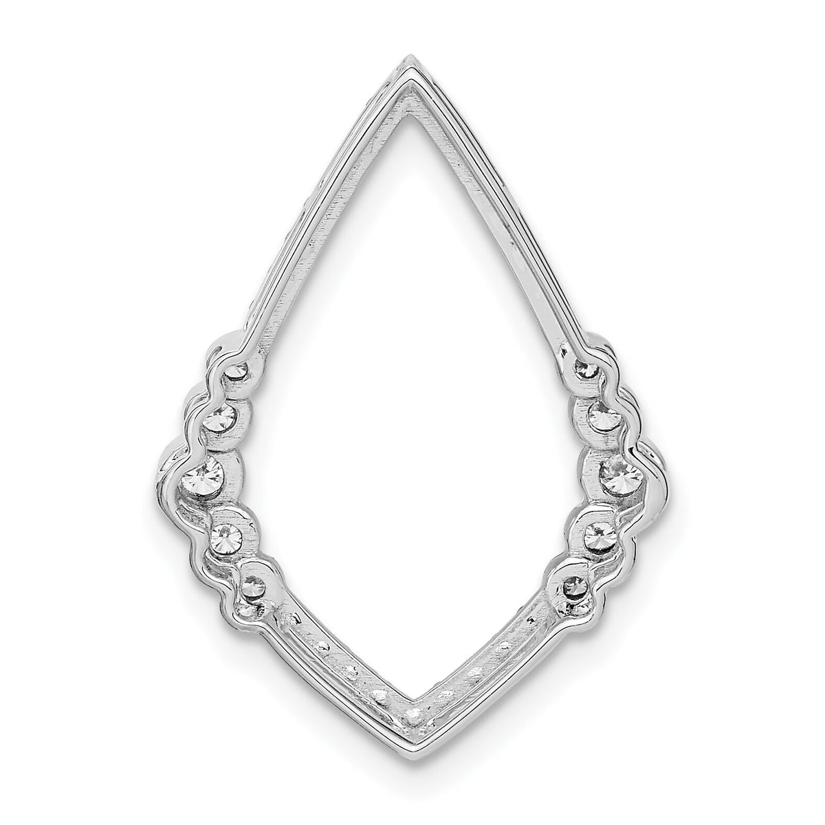 14k White Gold Polished Diamond Bezel Set Teardrop Chain Slide-PM6872-038-WA