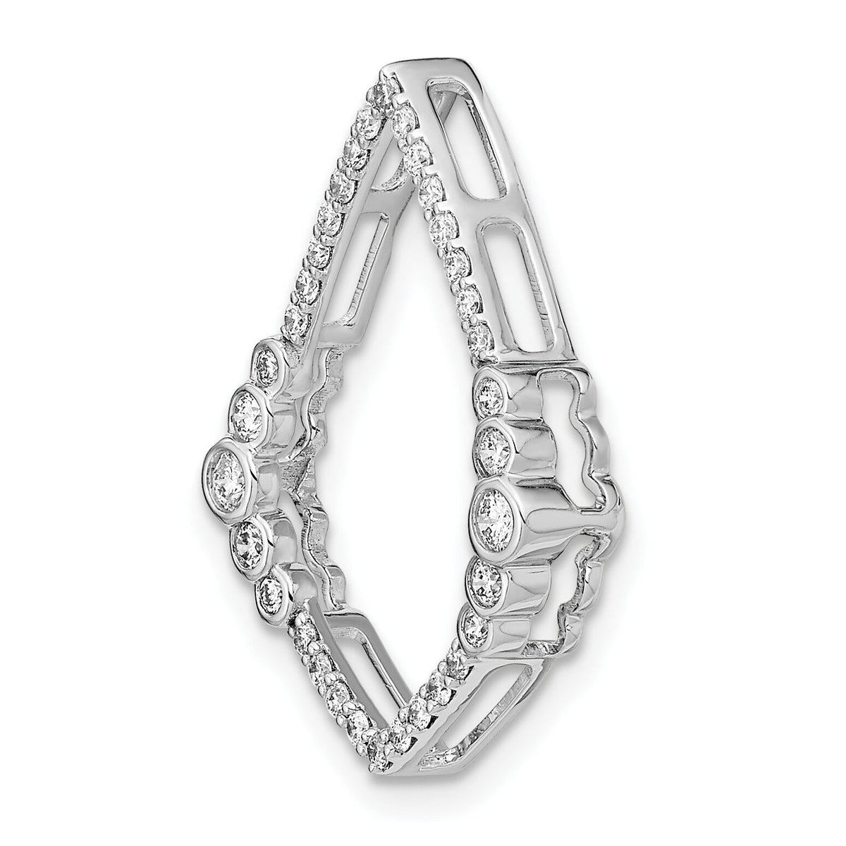 14k White Gold Polished Diamond Bezel Set Teardrop Chain Slide-PM6872-038-WA