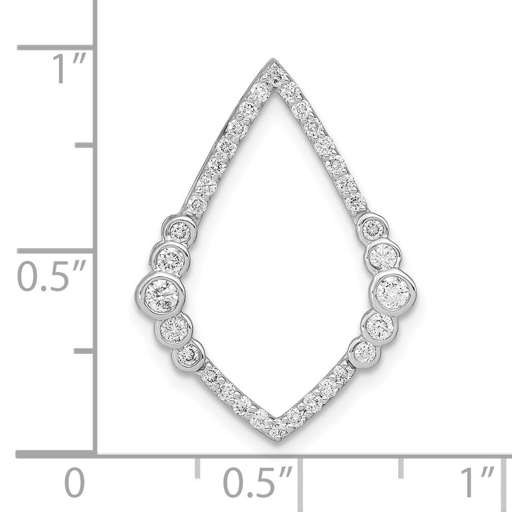 14k White Gold Polished Diamond Bezel Set Teardrop Chain Slide-PM6872-038-WA