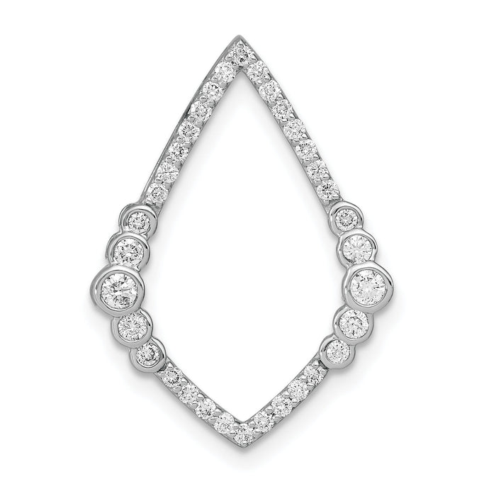 14k White Gold Polished Diamond Bezel Set Teardrop Chain Slide-PM6872-038-WA