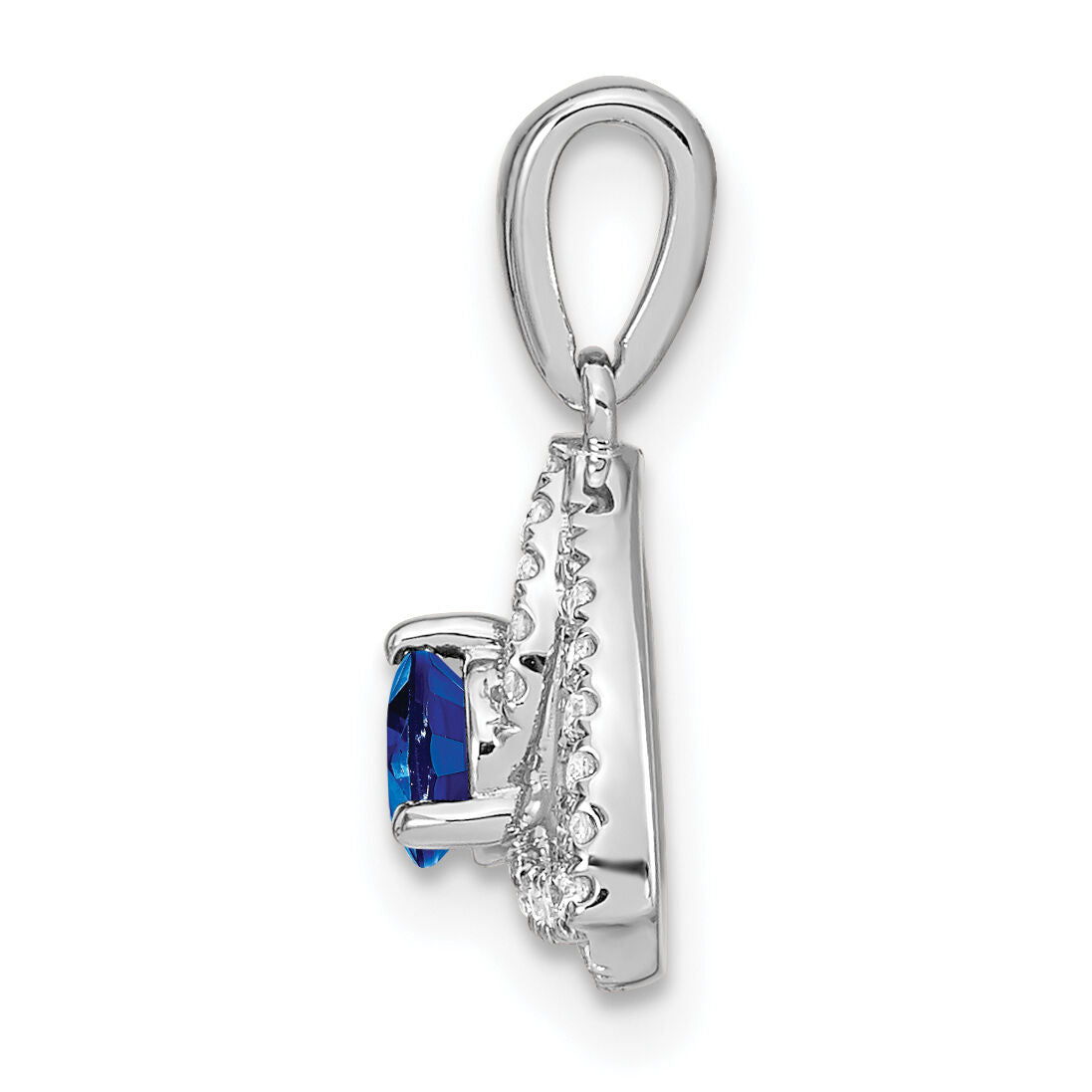 14k White Gold Diamond and Blue Sapphire Triangle Pendant-PM6898-SA-010-WA