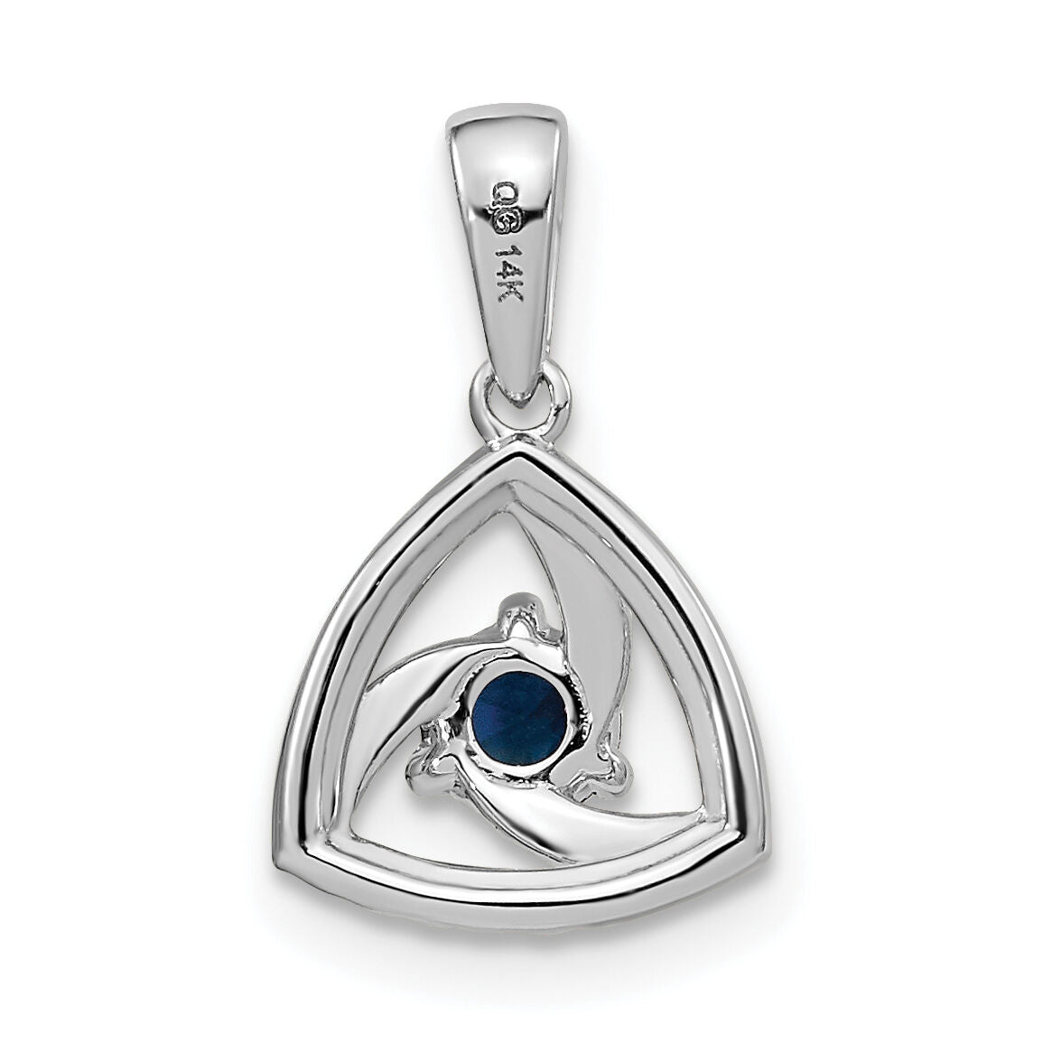 14k White Gold Diamond and Blue Sapphire Triangle Pendant-PM6898-SA-010-WA