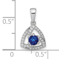 14k White Gold Diamond and Blue Sapphire Triangle Pendant-PM6898-SA-010-WA