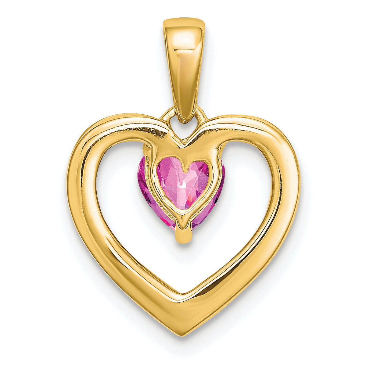 14k Pink Sapphire and Diamond Heart Pendant-PM6923-PS-005-YA