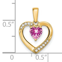 14k Pink Sapphire and Diamond Heart Pendant-PM6923-PS-005-YA