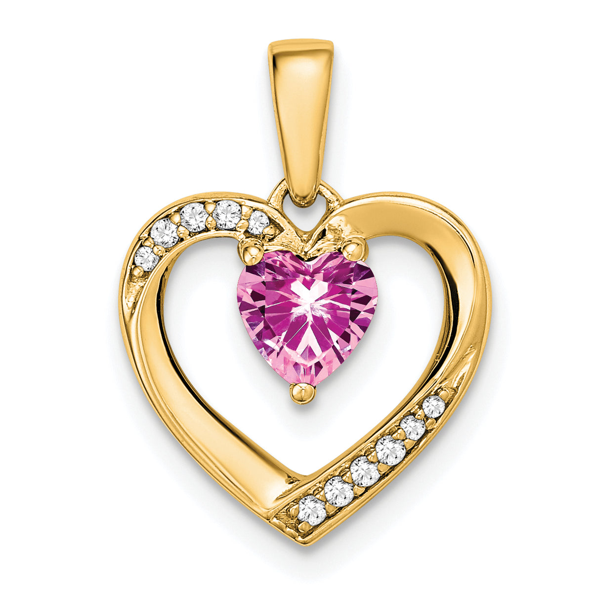 14k Pink Sapphire and Diamond Heart Pendant-PM6923-PS-005-YA