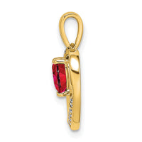14k Ruby and Diamond Heart Pendant-PM6923-RU-005-YA