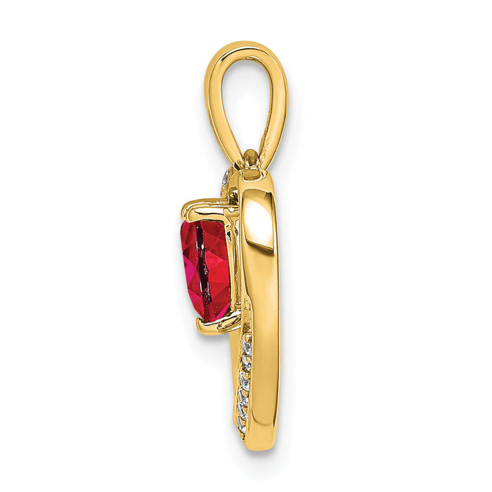 14k Ruby and Diamond Heart Pendant-PM6923-RU-005-YA