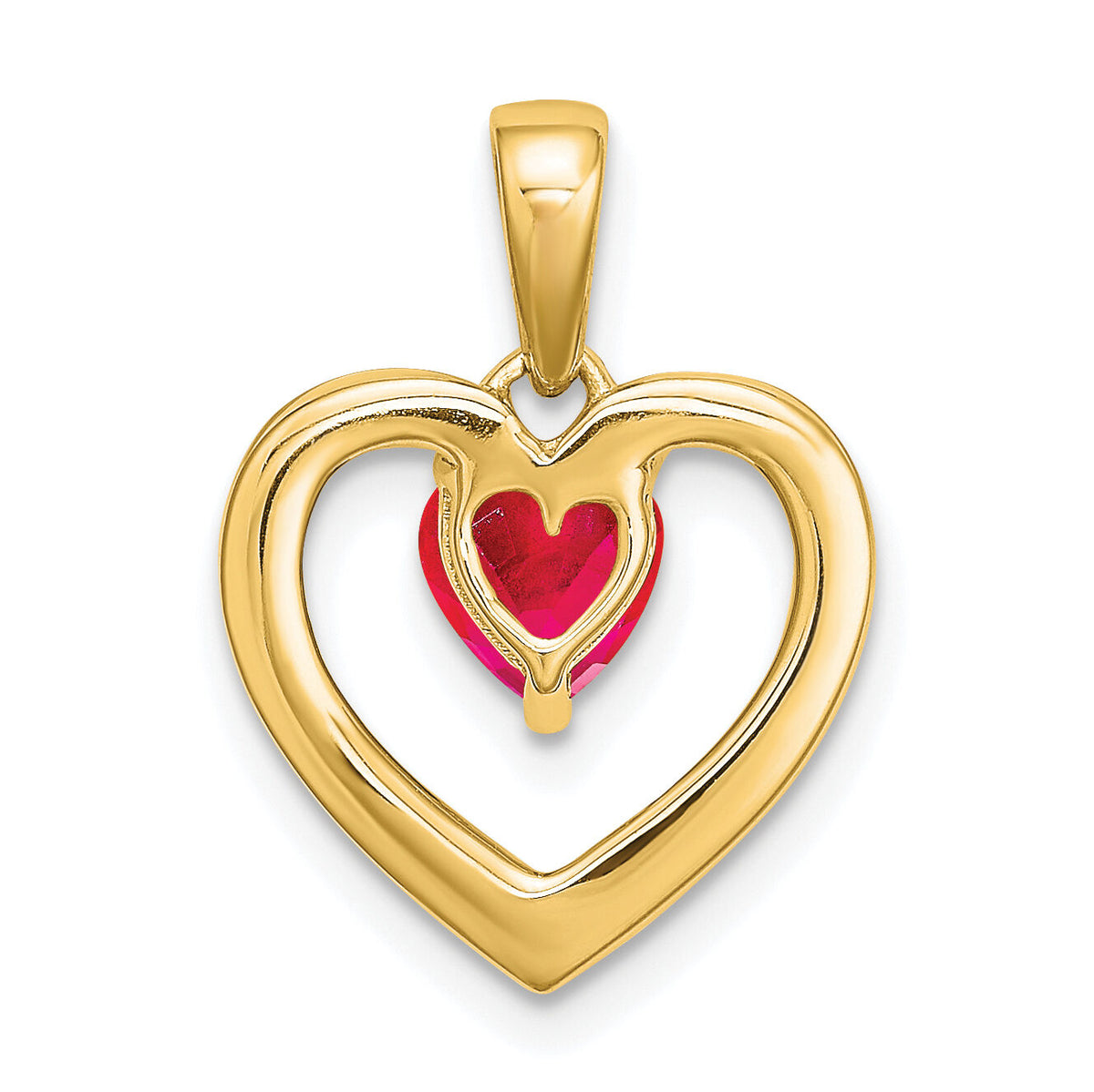 14k Ruby and Diamond Heart Pendant-PM6923-RU-005-YA