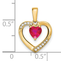 14k Ruby and Diamond Heart Pendant-PM6923-RU-005-YA