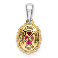 14k Two-tone Oval Ruby and Diamond Halo Pendant-PM6990-RU-035-YWA