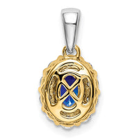14k Two-tone Oval Sapphire and Diamond Halo Pendant-PM6990-SA-035-YWA