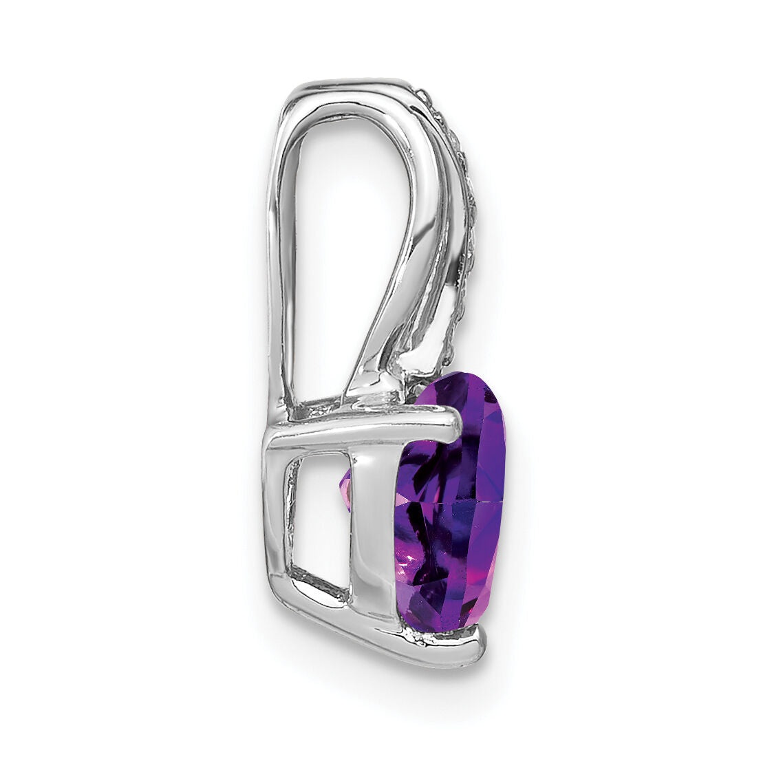 14k White Gold Heart Amethyst and Diamond Pendant-PM7000-AM-002-WA