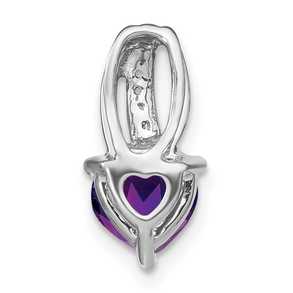 14k White Gold Heart Amethyst and Diamond Pendant-PM7000-AM-002-WA