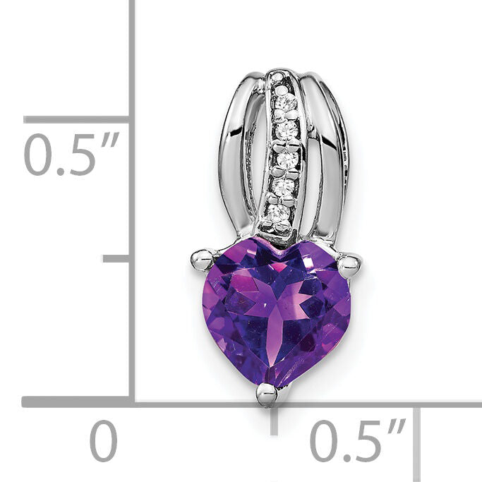 14k White Gold Heart Amethyst and Diamond Pendant-PM7000-AM-002-WA
