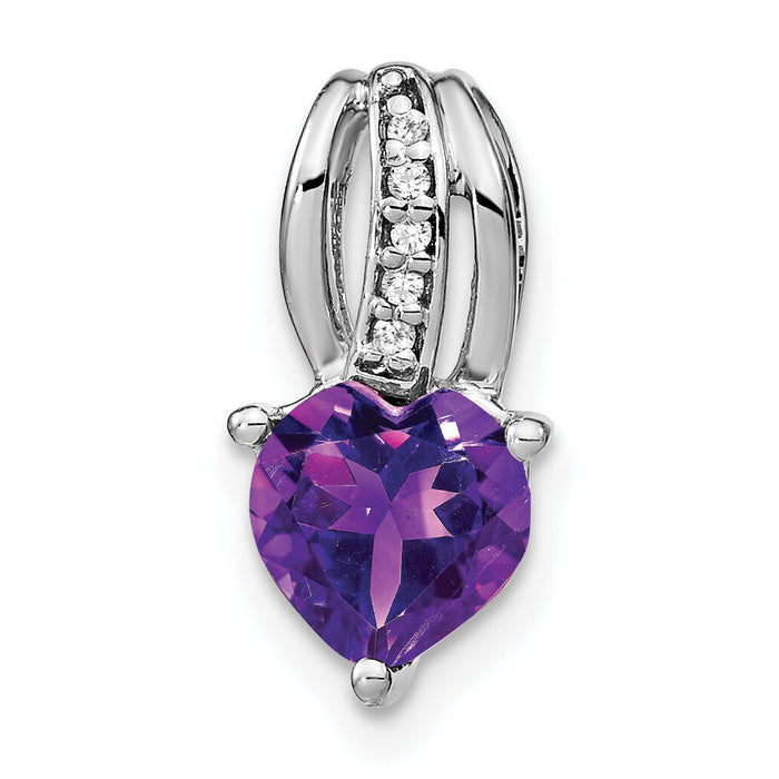 14k White Gold Heart Amethyst and Diamond Pendant-PM7000-AM-002-WA