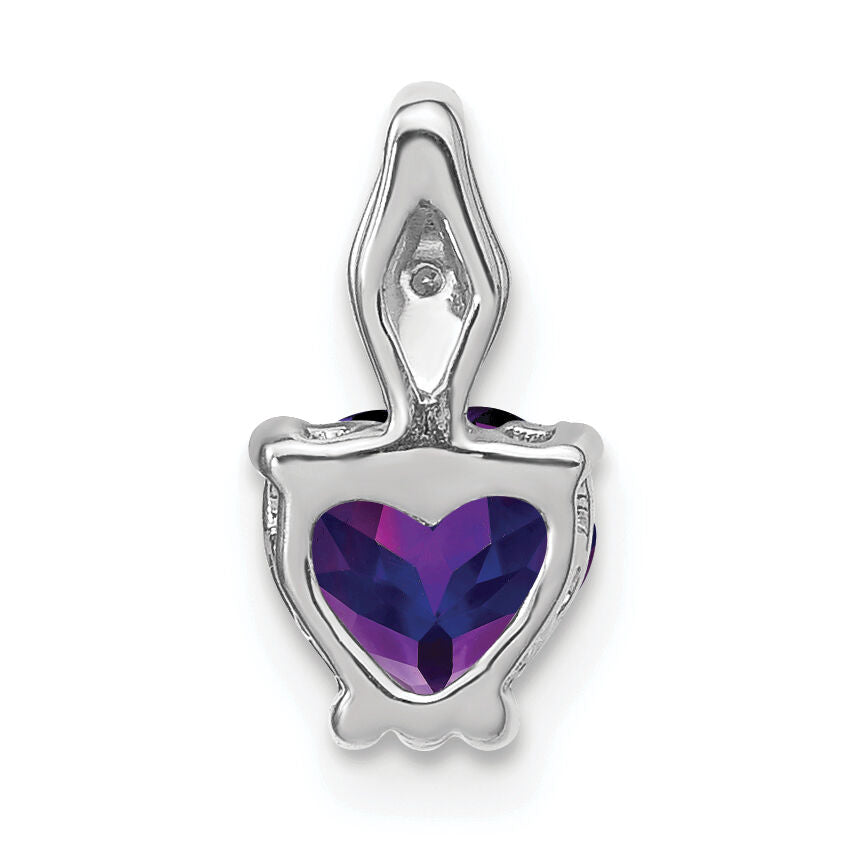 14k White Gold Heart Amethyst and Diamond Pendant-PM7001-AM-001-WA