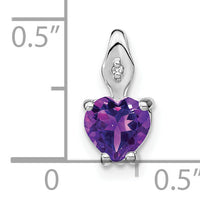 14k White Gold Heart Amethyst and Diamond Pendant-PM7001-AM-001-WA