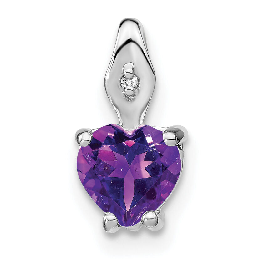 14k White Gold Heart Amethyst and Diamond Pendant-PM7001-AM-001-WA