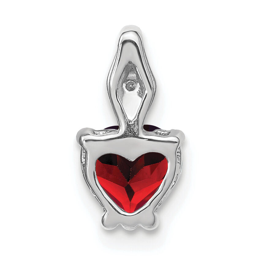 14k White Gold Heart Garnet and Diamond Pendant-PM7001-GA-001-WA