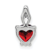 14k White Gold Heart Garnet and Diamond Pendant-PM7001-GA-001-WA