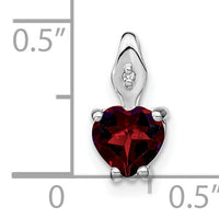 14k White Gold Heart Garnet and Diamond Pendant-PM7001-GA-001-WA