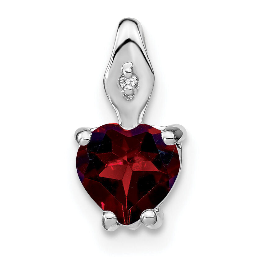 14k White Gold Heart Garnet and Diamond Pendant-PM7001-GA-001-WA