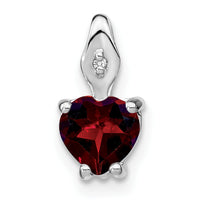 14k White Gold Heart Garnet and Diamond Pendant-PM7001-GA-001-WA