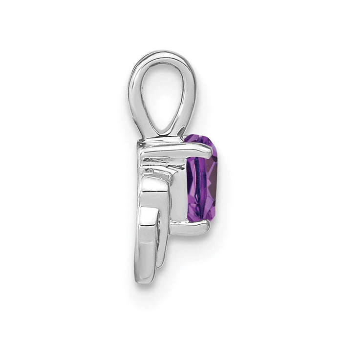 14k White Gold Amethyst and Diamond Pendant-PM7002-AM-001-WA