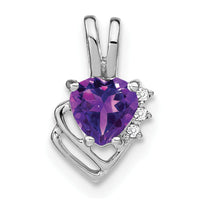 14k White Gold Amethyst and Diamond Pendant-PM7002-AM-001-WA