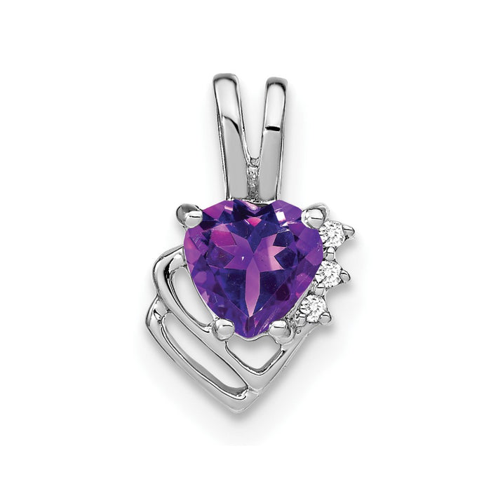 14k White Gold Amethyst and Diamond Pendant-PM7002-AM-001-WA