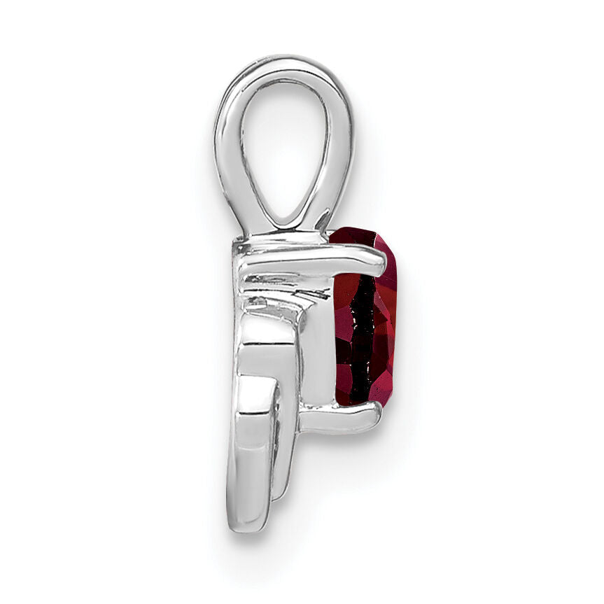 14k White Gold Garnet and Diamond Pendant-PM7002-GA-001-WA