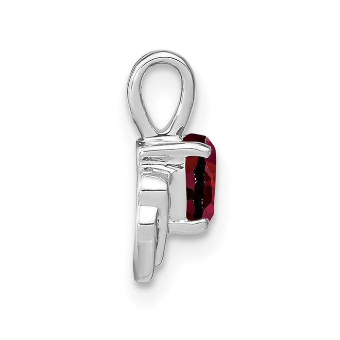 14k White Gold Garnet and Diamond Pendant-PM7002-GA-001-WA
