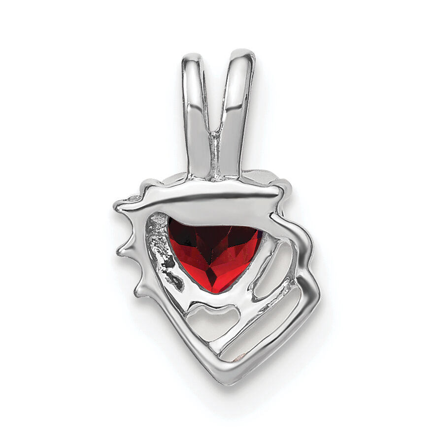 14k White Gold Garnet and Diamond Pendant-PM7002-GA-001-WA
