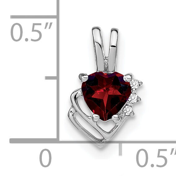 14k White Gold Garnet and Diamond Pendant-PM7002-GA-001-WA
