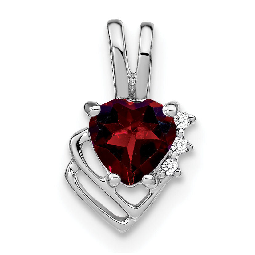 14k White Gold Garnet and Diamond Pendant-PM7002-GA-001-WA