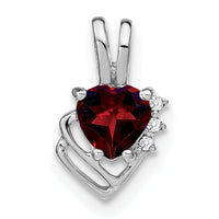 14k White Gold Garnet and Diamond Pendant-PM7002-GA-001-WA