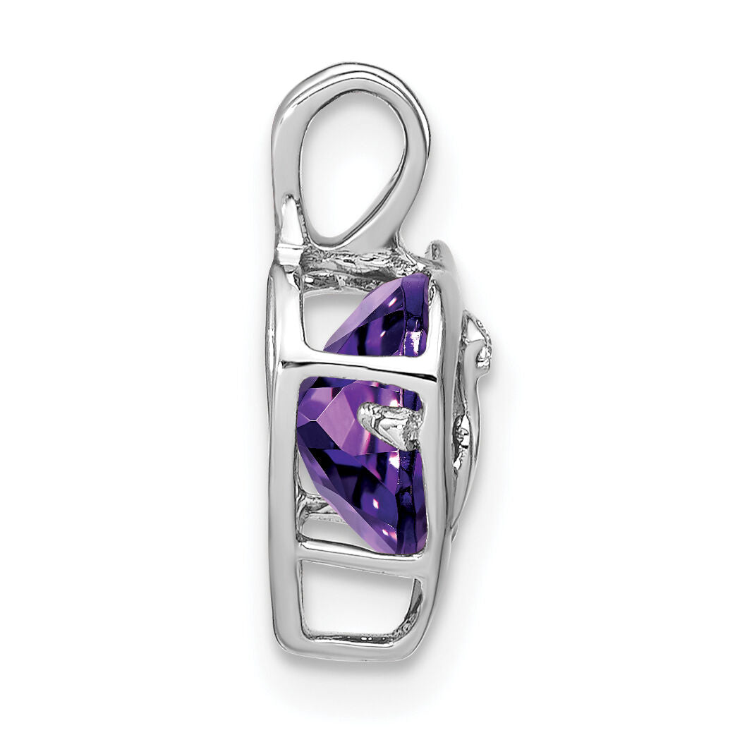 14k White Gold Amethyst and Diamond MOM Heart Pendant-PM7003-AM-001-WA