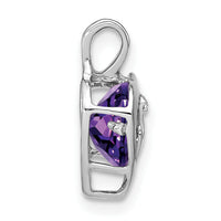 14k White Gold Amethyst and Diamond MOM Heart Pendant-PM7003-AM-001-WA